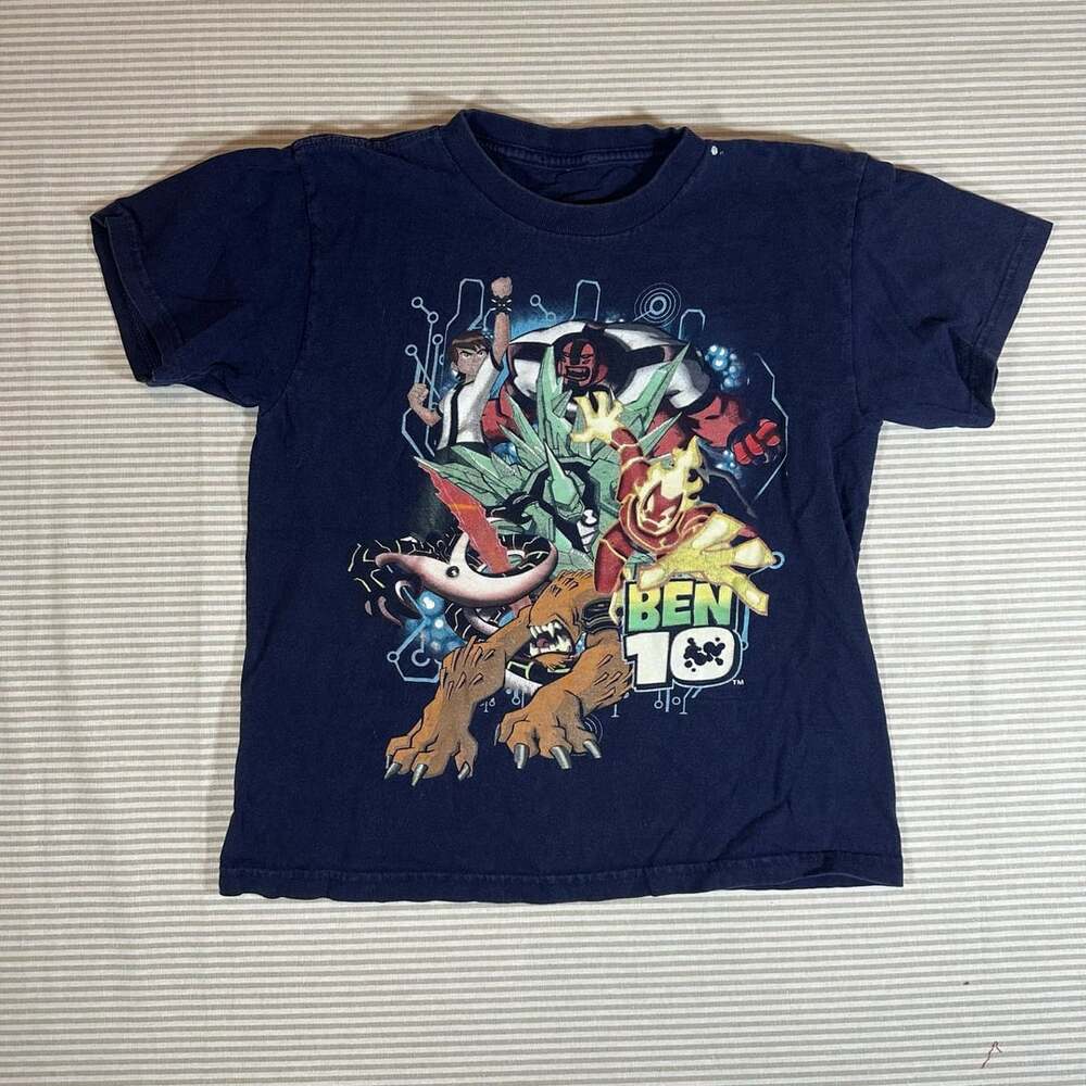 Cartoon Network Ben 10 Classic Aliens Graphic T-Shirt Navy Blue Youth Size